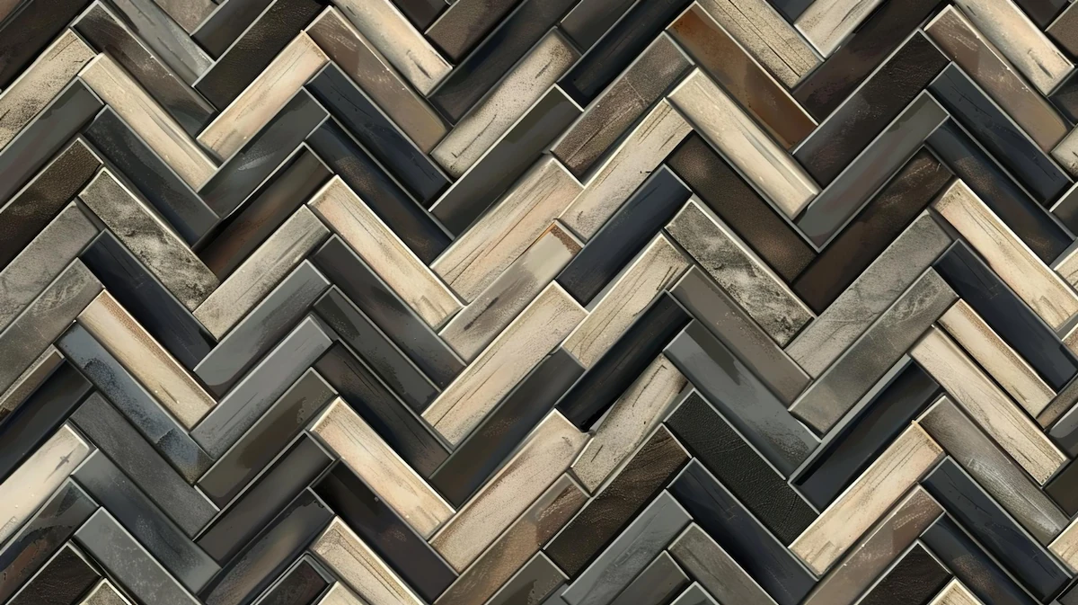 Keramik Dinding Ruang Tamu Setengah Badan Motif Chevron